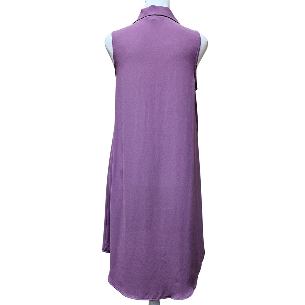 GLAM Purple Collared Button Up Sleeveless Mini Shirt Dress Size Small - Picture 3 of 3